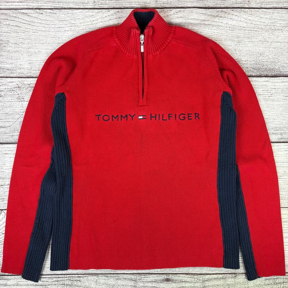 Vintage Tommy Hilfiger Quarter Zip Spell Out Pullover